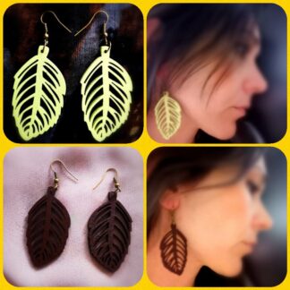HANDMADE LIGHTWEIGHT WOODEN Earrings- LEAF DESIGN AVAILABLE IN TWO COLOURS "RASTAPPAREL"